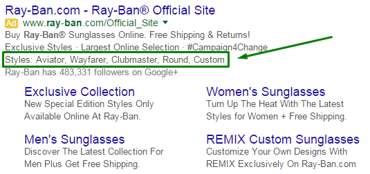 structured snippets examples