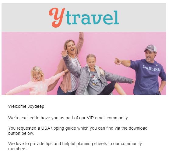 ytravel-email marketing example 1