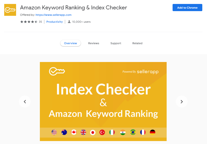Amazon Keyword ranking & Index Checker Chrome Extension