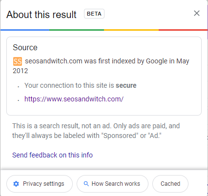 Seo Sandwitch blog screenshot for Google icons